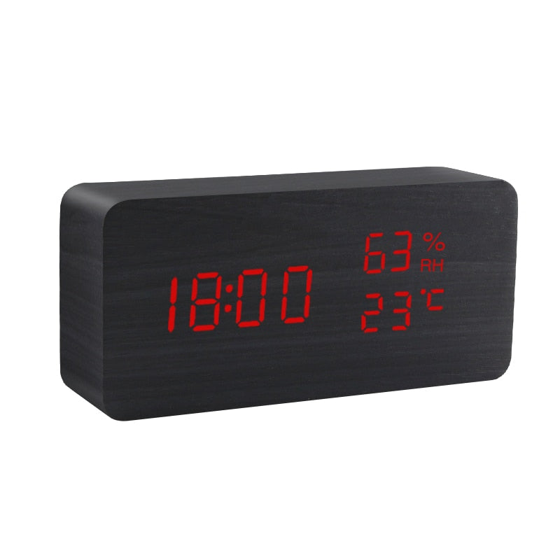 Alarm Clock LED Wooden